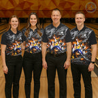 Custom Gray And Orange Flame Bowling Jerseys, Bowling League Shirt Bowlers Jerseys
