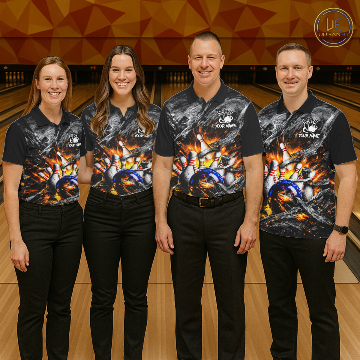 Custom Gray And Orange Flame Bowling Jerseys, Bowling League Shirt Bowlers Jerseys