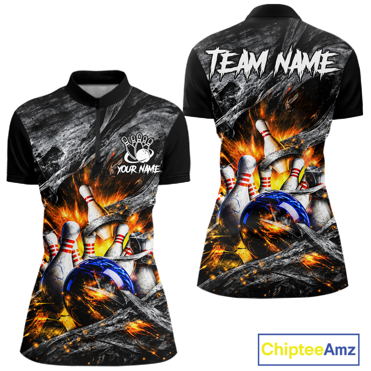 Custom Gray And Orange Flame Bowling Jerseys, Bowling League Shirt Bowlers Jerseys