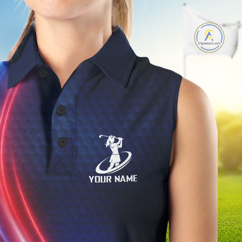 Custom Red Blue Sleeveless Golf Polo Shirts Personalized Golf Gifts, Team Golf Shirts