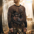 Brown Camo Boar Hunting 3D All Over Printed Shirts, Custom Boar Hunting Outfit, Hunting Gifts