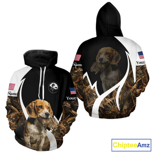 Personalized Rabbit Hunting Beagle Dog American Flag Details Camo 3D Shirts, Rabbit Hunting Gifts