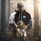 Personalized Rabbit Hunting Beagle Dog American Flag Details Camo 3D Shirts, Rabbit Hunting Gifts