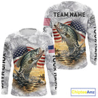 Crappie Fishing American Flag Long Sleeve Tournament Shirts, Crappie Fishing League Shirt