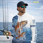 Custom Redfish Fishing Camo Fishing Shirts Long Sleeve Hooded, Personalized Redish Fishing Team Jerseys