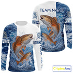 Custom Redfish Fishing Camo Fishing Shirts Long Sleeve, Personalized Redish Fishing Team Jerseys