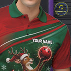 Christmas Deer Bowling Shirts Custom Christmas Bowling Team Jerseys, Xmas Bowler Gift
