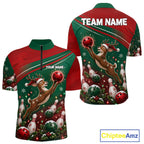 Christmas Deer Bowling Shirts Custom Christmas Bowling Team Jerseys, Xmas Bowler Gift