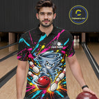 Personalized Colorful Tornado Funny Bowling Shirt Custom Bowling Team Jersey