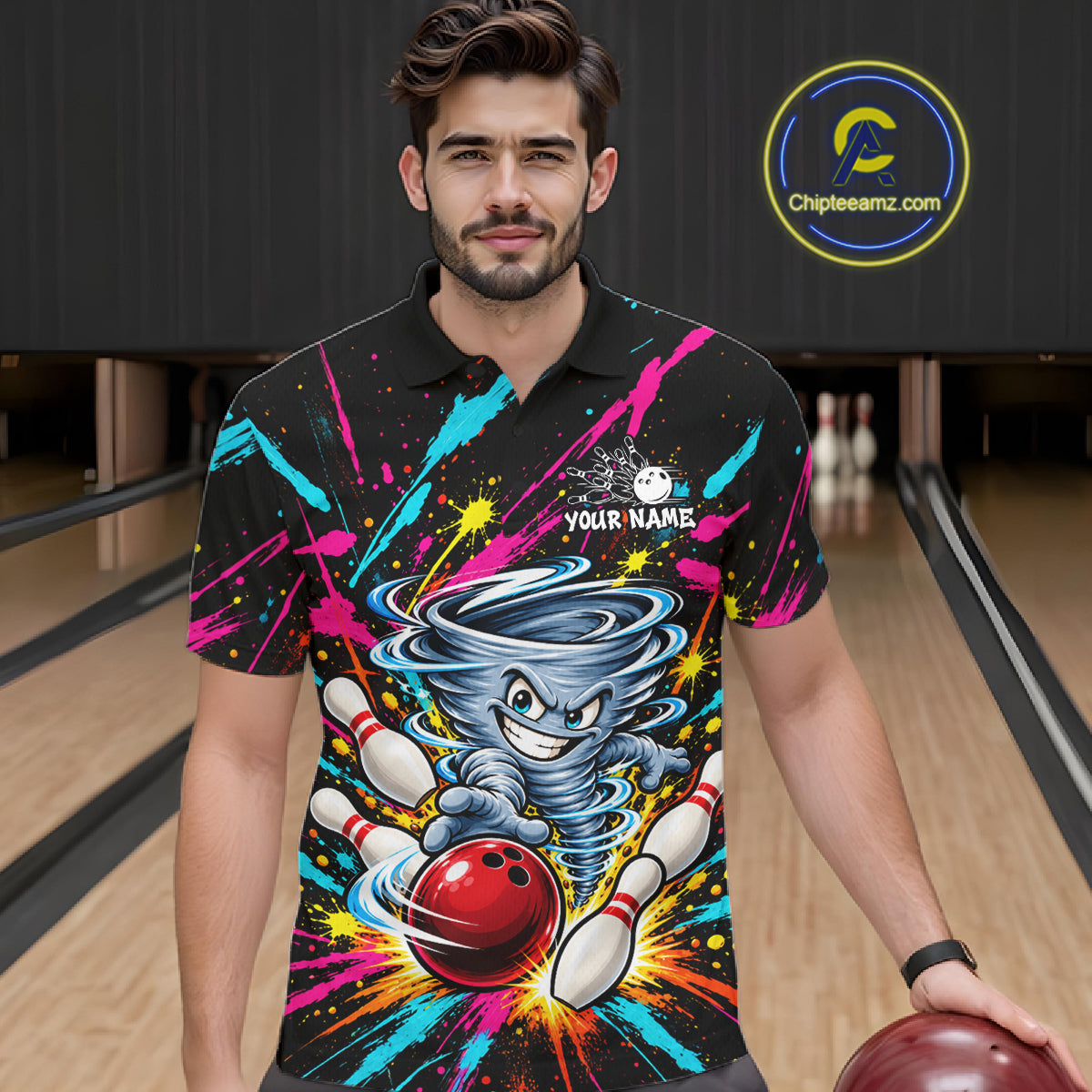Personalized Colorful Tornado Funny Bowling Shirt Custom Bowling Team Jersey