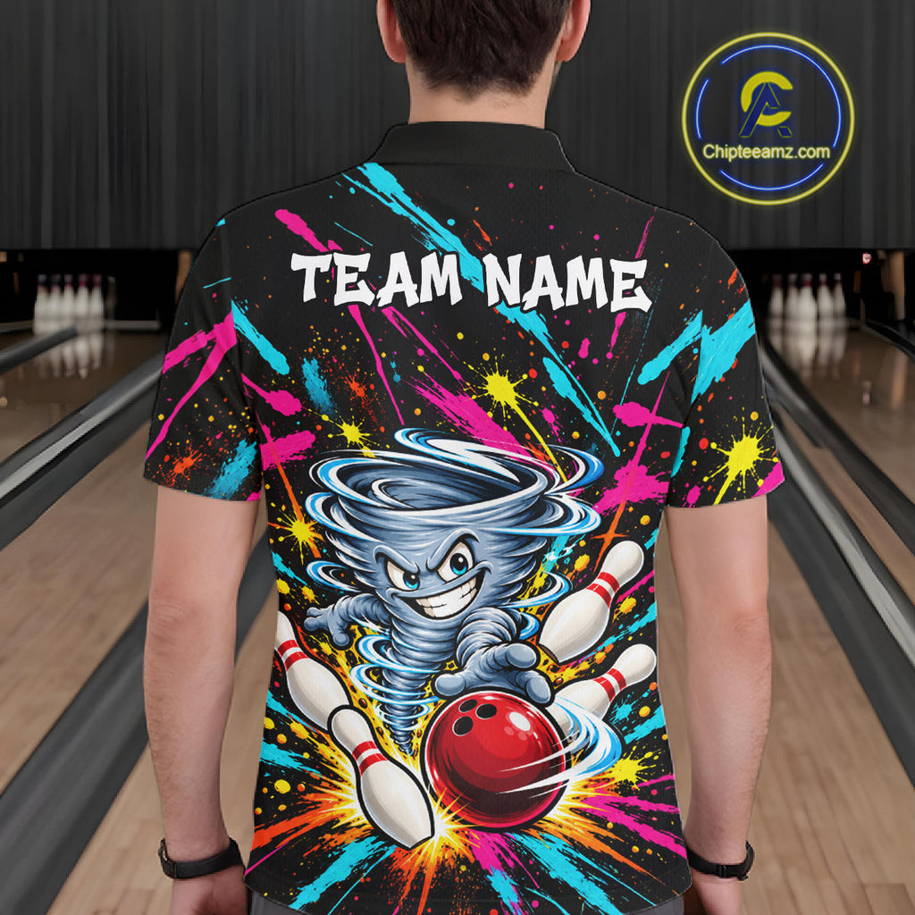 Personalized Colorful Tornado Funny Bowling Shirt Custom Bowling Team Jersey