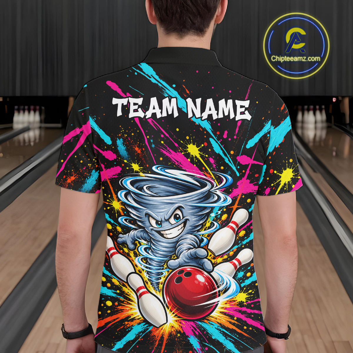 Personalized Colorful Tornado Funny Bowling Shirt Custom Bowling Team Jersey