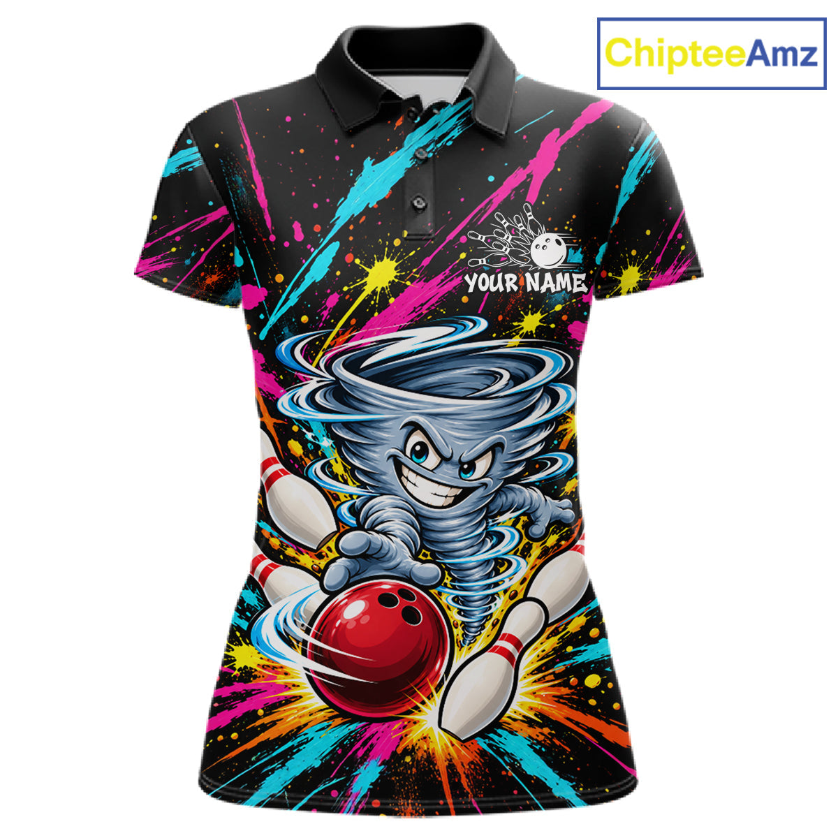 Personalized Colorful Tornado Funny Bowling Shirt Custom Bowling Team Jersey