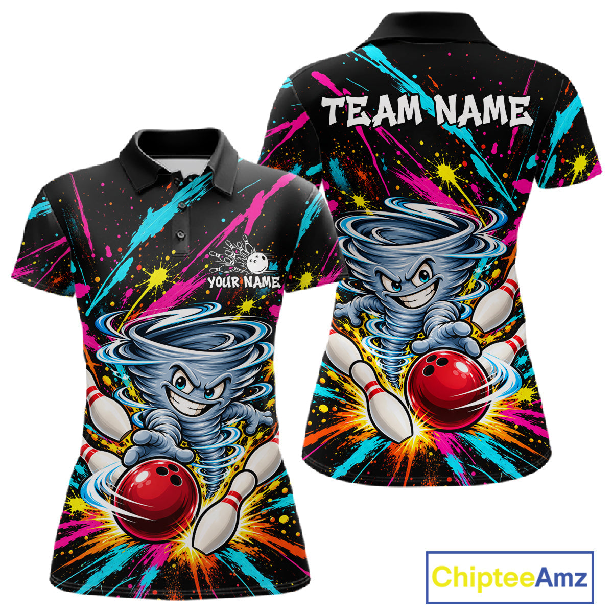 Personalized Colorful Tornado Funny Bowling Shirt Custom Bowling Team Jersey