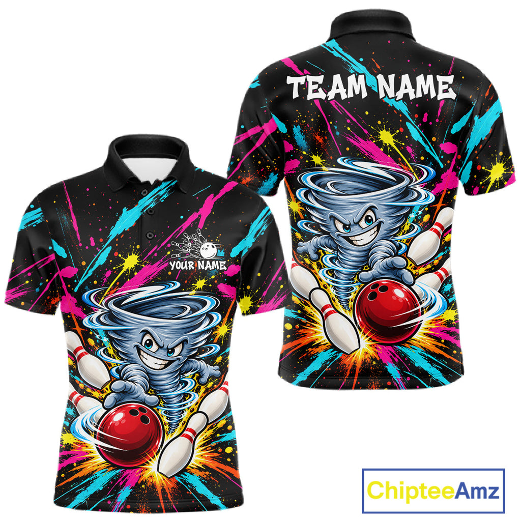Personalized Colorful Tornado Funny Bowling Shirt Custom Bowling Team Jersey