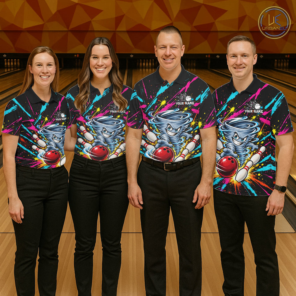 Personalized Colorful Tornado Funny Bowling Shirt Custom Bowling Team Jersey