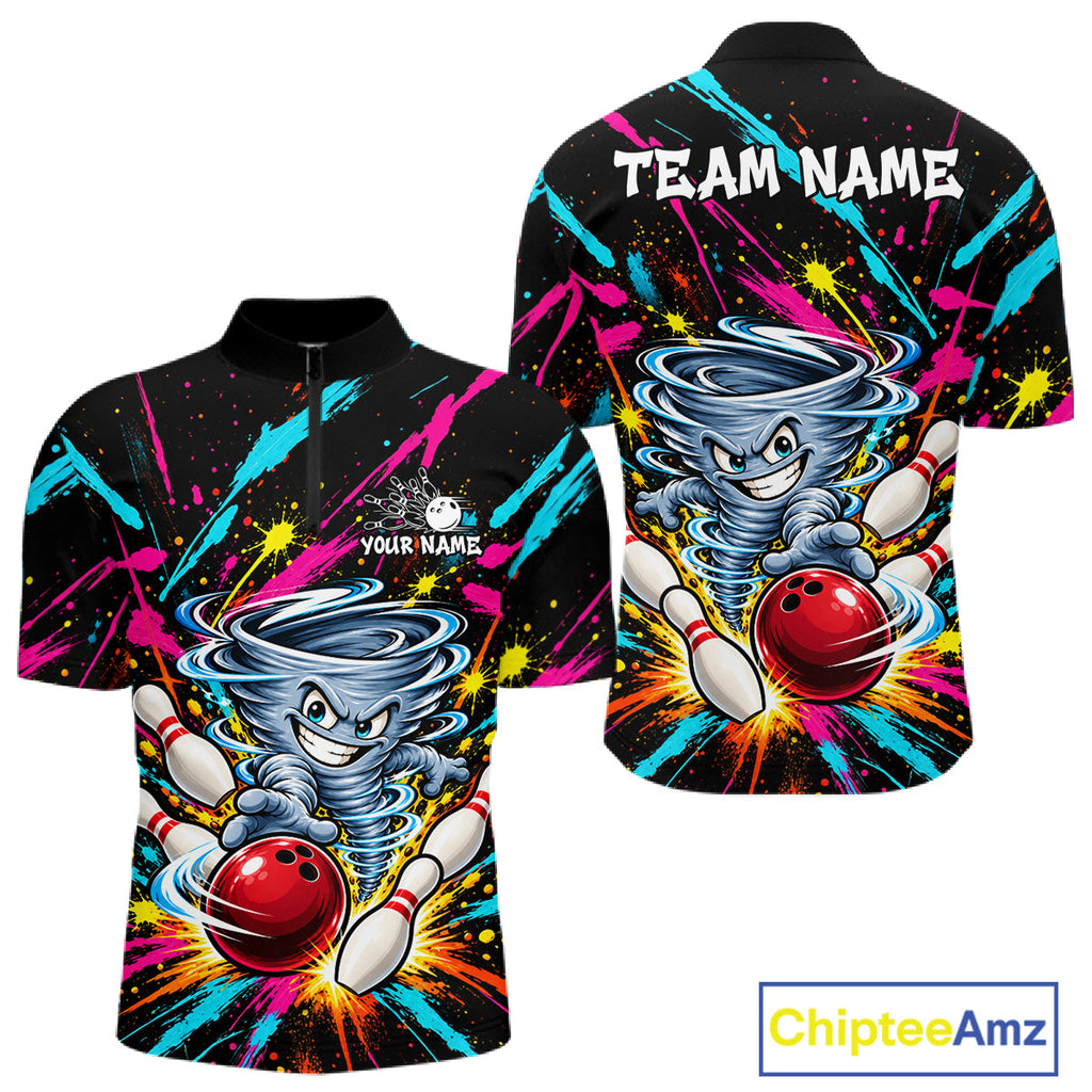 Personalized Colorful Tornado Funny Bowling Shirt Custom Bowling Team Jersey