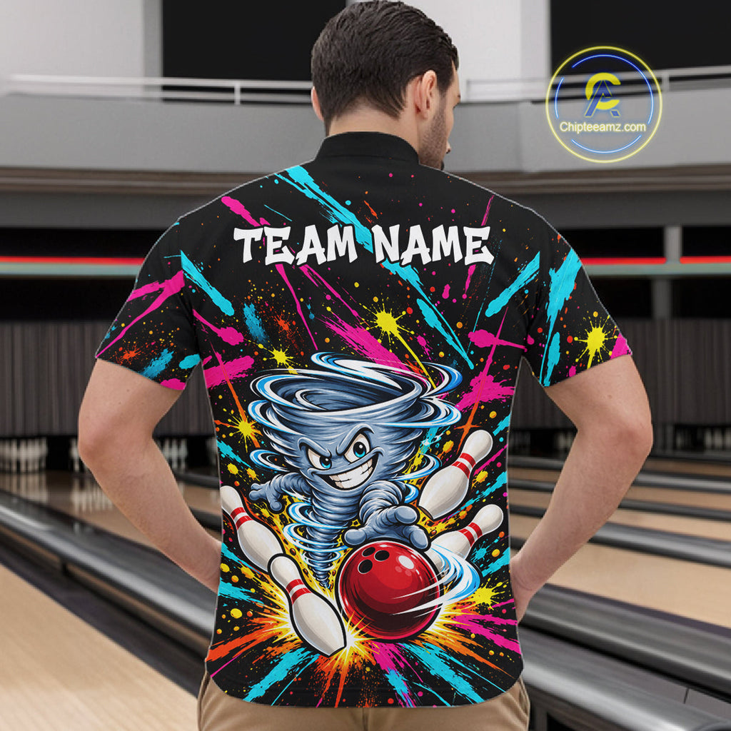 Personalized Colorful Tornado Funny Bowling Shirt Custom Bowling Team Jersey