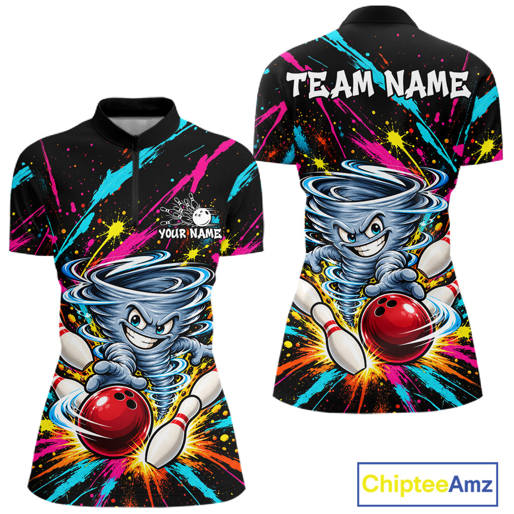 Personalized Colorful Tornado Funny Bowling Shirt Custom Bowling Team Jersey