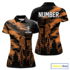 Disc Golf Polo Shirt Custom Name Orange Disc Golf Basket, Personalized Disc Golf Shirts
