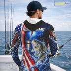 American Flag Crappie Fishing Custom Long Sleeve Hooded Fishing Shirts, Tournament Crappie Fishing Jerseys
