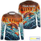 Personalized Redfish Fishing Scales Long Sleeve Performance Fishing Team Shirts