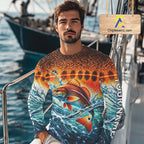 Personalized Redfish Fishing Scales Long Sleeve Performance Fishing Team Shirts