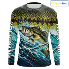 Personalized Bass Fishing Scales Long Sleeve Performance Fishing Team Shirts, Bass Fishing Jersey