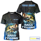 Bass Fishing Blue Flame Smoke Fishing T-Shirts, Bass Fishing Shirt For Team