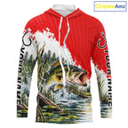 Custom Largemouth Bass Fishing Performance Long Sleeve Hooded Fishing Shirt, Bass Fishing Jerseys
