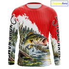 Custom Largemouth Bass Fishing Performance Long Sleeve Fishing Shirt, Bass Fishing Jerseys