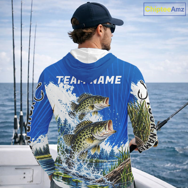 Custom Crappie Fishing Performance Long Sleeve Hooded Fishing Shirt, Crappie Fishing Jerseys