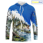 Custom Crappie Fishing Performance Long Sleeve Hooded Fishing Shirt, Crappie Fishing Jerseys