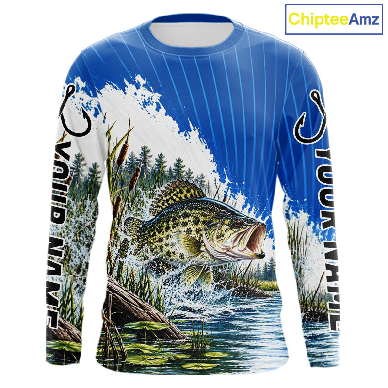 Custom Crappie Fishing Performance Long Sleeve Fishing Shirt, Crappie Fishing Jerseys