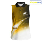 Black Gold Golf Ball Pattern American Flag Sleeveless Tournament Golf Polo Shirts, Team Golf Shirts Golf Gifts