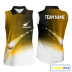 Black Gold Golf Ball Pattern American Flag Sleeveless Tournament Golf Polo Shirts, Team Golf Shirts Golf Gifts