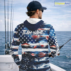 Fishing Lure American Flag Custom Long Sleeve Hooded Performance Fishing Shirts, Team Fishing Jerseys