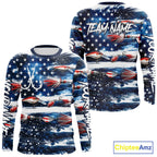 Fishing Lure American Flag Custom Long Sleeve Performance Fishing Shirts, Team Fishing Jerseys