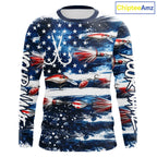 Fishing Lure American Flag Custom Long Sleeve Performance Fishing Shirts, Team Fishing Jerseys