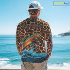 Rainbow Trout Fishing Custom Name Brown Camo Long Sleeve Fishing Shirts, Trout Team Fishing Jerseys