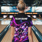 Custom Funny Bowling Shirts Neon Bowling Team Jersey Polo Quarter Zip Bowling League