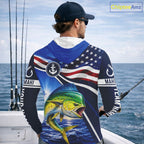 American Flag Mahi Mahi Fishing Long Sleeve Hooded Saltwater Fishing Shirts, Custom Mahi Mahi Fishing Jerseys