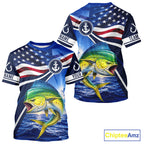 American Flag Mahi Mahi Fishing Saltwater Fishing T-Shirts, Custom Mahi Mahi Fishing Jerseys