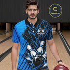 Blue Bowling Shirt Personalized Bowling Team Jersey Bowling Polo & 1/4 Zip Shirts
