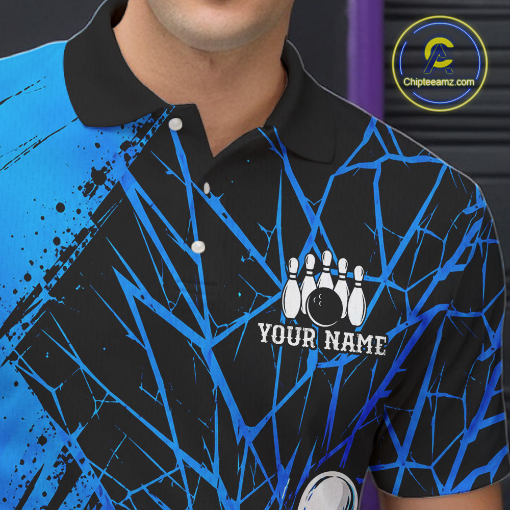 Blue Bowling Shirt Personalized Bowling Team Jersey Bowling Polo & 1/4 Zip Shirts