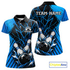 Blue Bowling Shirt Personalized Bowling Team Jersey Bowling Polo & 1/4 Zip Shirts