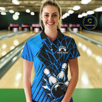 Blue Bowling Shirt Personalized Bowling Team Jersey Bowling Polo & 1/4 Zip Shirts
