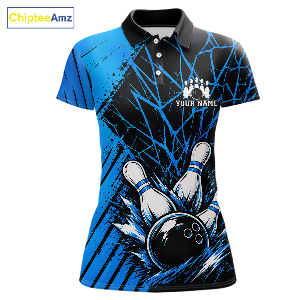Blue Bowling Shirt Personalized Bowling Team Jersey Bowling Polo & 1/4 Zip Shirts