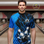 Blue Bowling Shirt Personalized Bowling Team Jersey Bowling Polo & 1/4 Zip Shirts