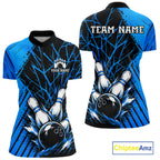 Blue Bowling Shirt Personalized Bowling Team Jersey Bowling Polo & 1/4 Zip Shirts